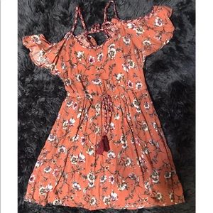 Coral/pink floral dress (XS)